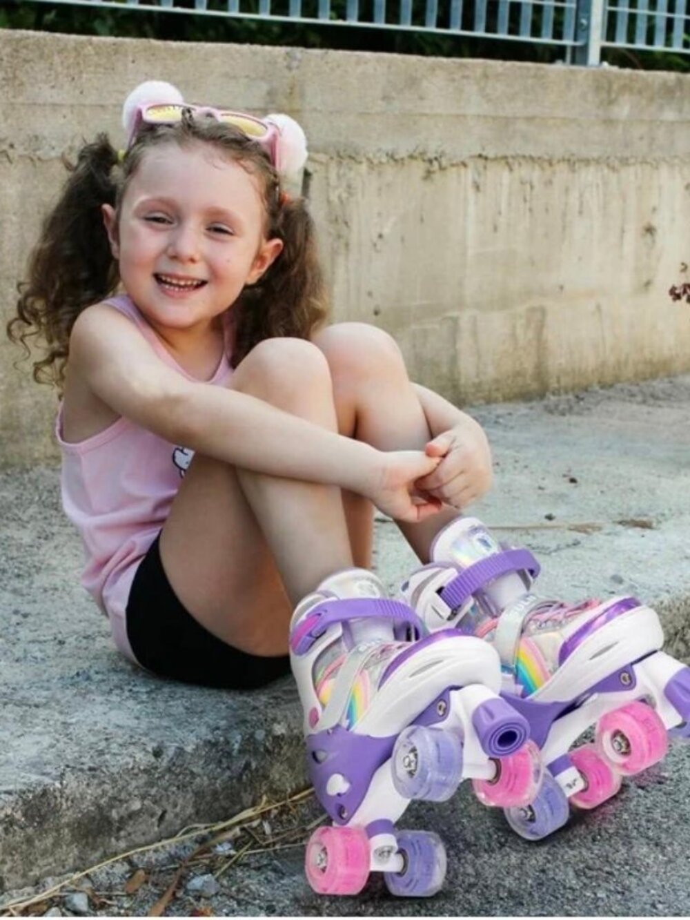 SULIFEEL Rainbow Adjustable Roller Skates for Kids with Light up Wheels - NWT
